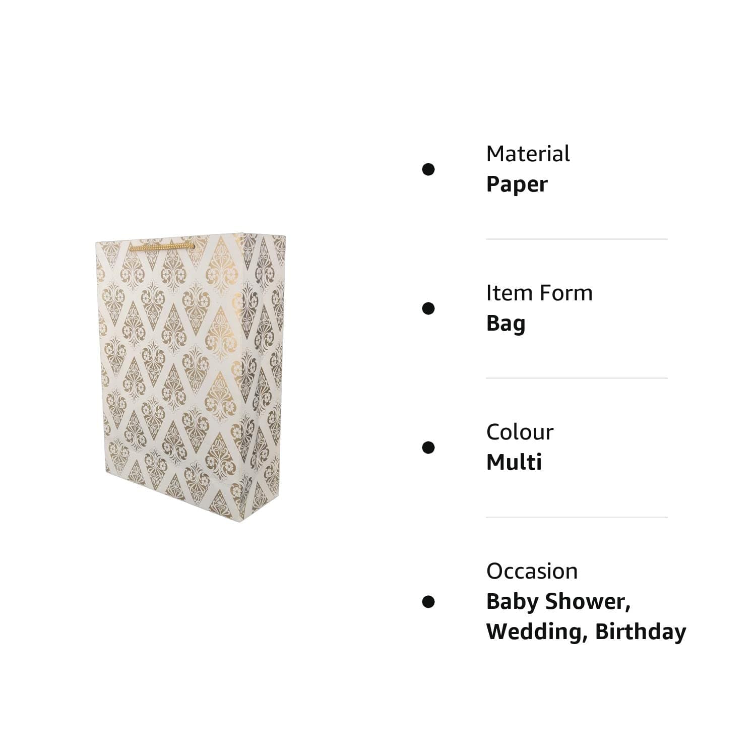 Golden Pyramid Design Paper Gift Bags For Return Gift, Small Presents, Weddings, Birthday, Holiday Presents (20.32x7.62x27.94 Cm)