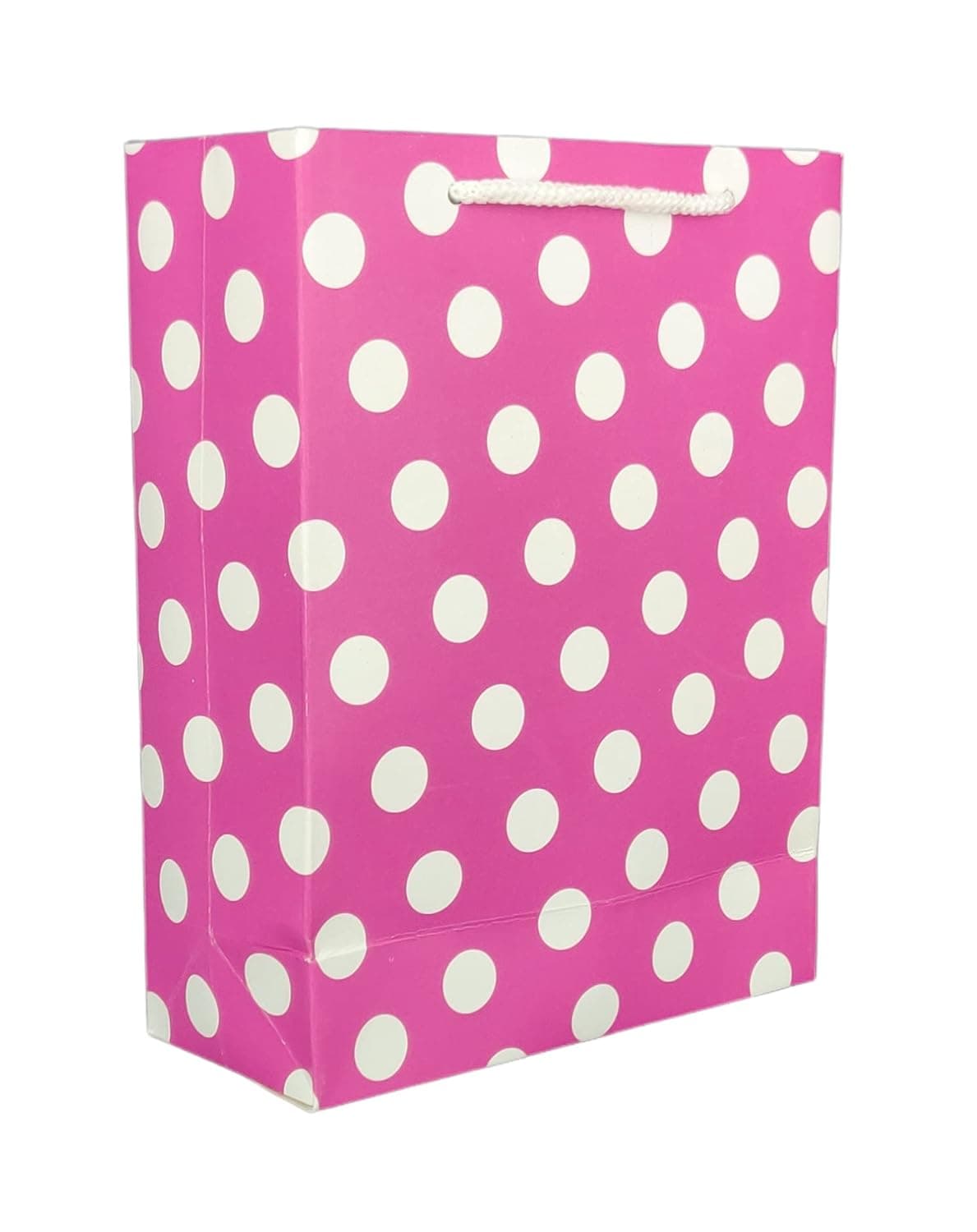 Pink Dotted Paper Gift Bags For Baby Shower Return Gift, Small Presents (17.78x7.62x22.86 Cm)