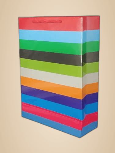 Multicolor Horizontal Lining Bag With Glossy Finish