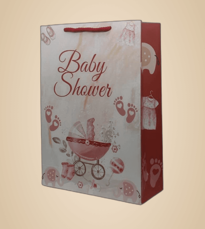 Maroon Trolly Baby Shower Gift Paper Bags | Gift Bags For Return Gifts, Baby Shower, Holiday Presents (11x8x3 Inch)