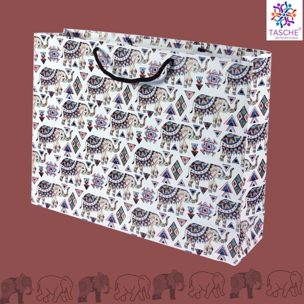 Multicolor Elephant Design Gift Bags For Gifting, Weddings, Birthday, Holiday Presents (40.64x10.16x30.48 Cm)