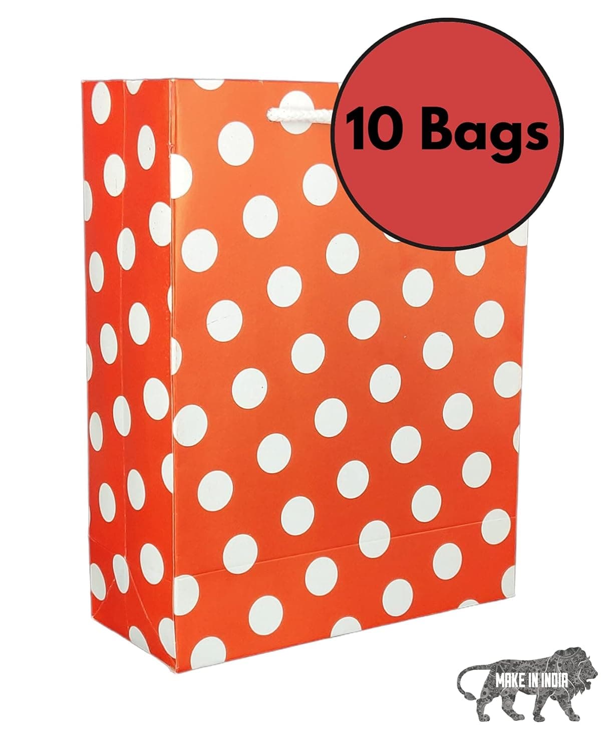 Red Dotted Paper Gift Bags For Baby Shower Return Gift, Small Presents (17.78x7.62x22.86 Cm)