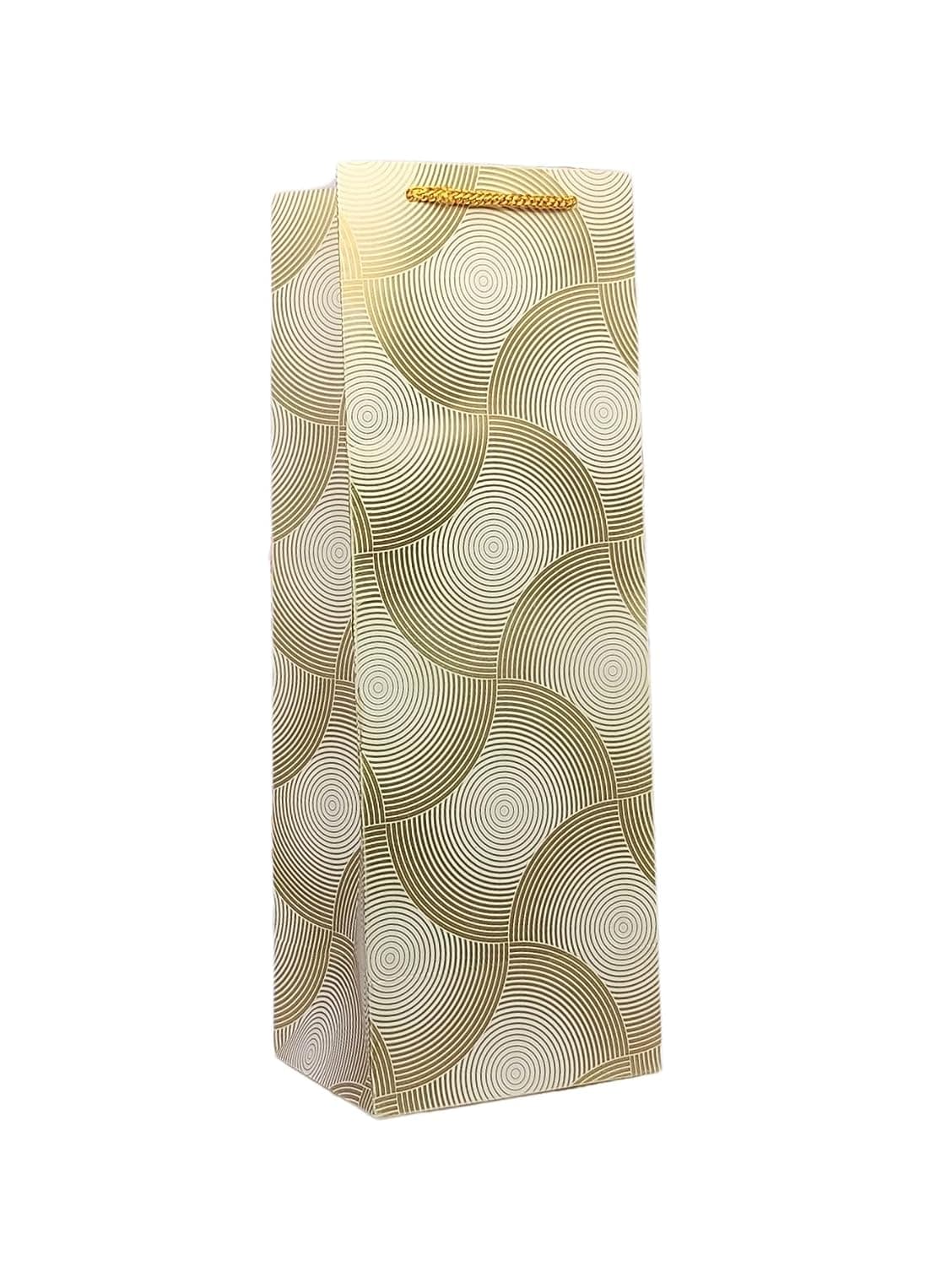 Gold Seamless Golden Design Bottle Bag Medium Printed Gift Paper Bags | Gift Bags For Wedding, Return Gifts, And Birthday Presents (14x5x4 Inch)