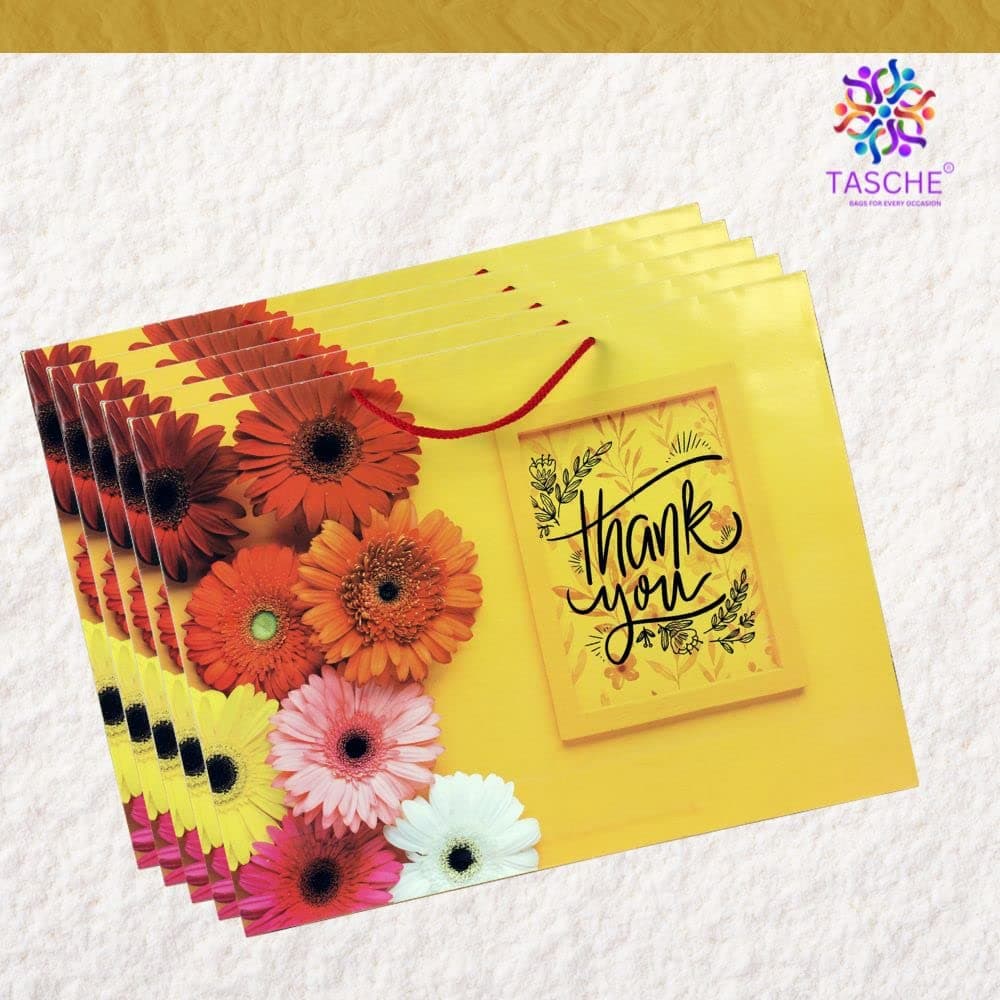 Yellow Thank You Gift Bags For Gifting | Weddings | Birthday | Holiday Presents (12x15.75x4 Inch)