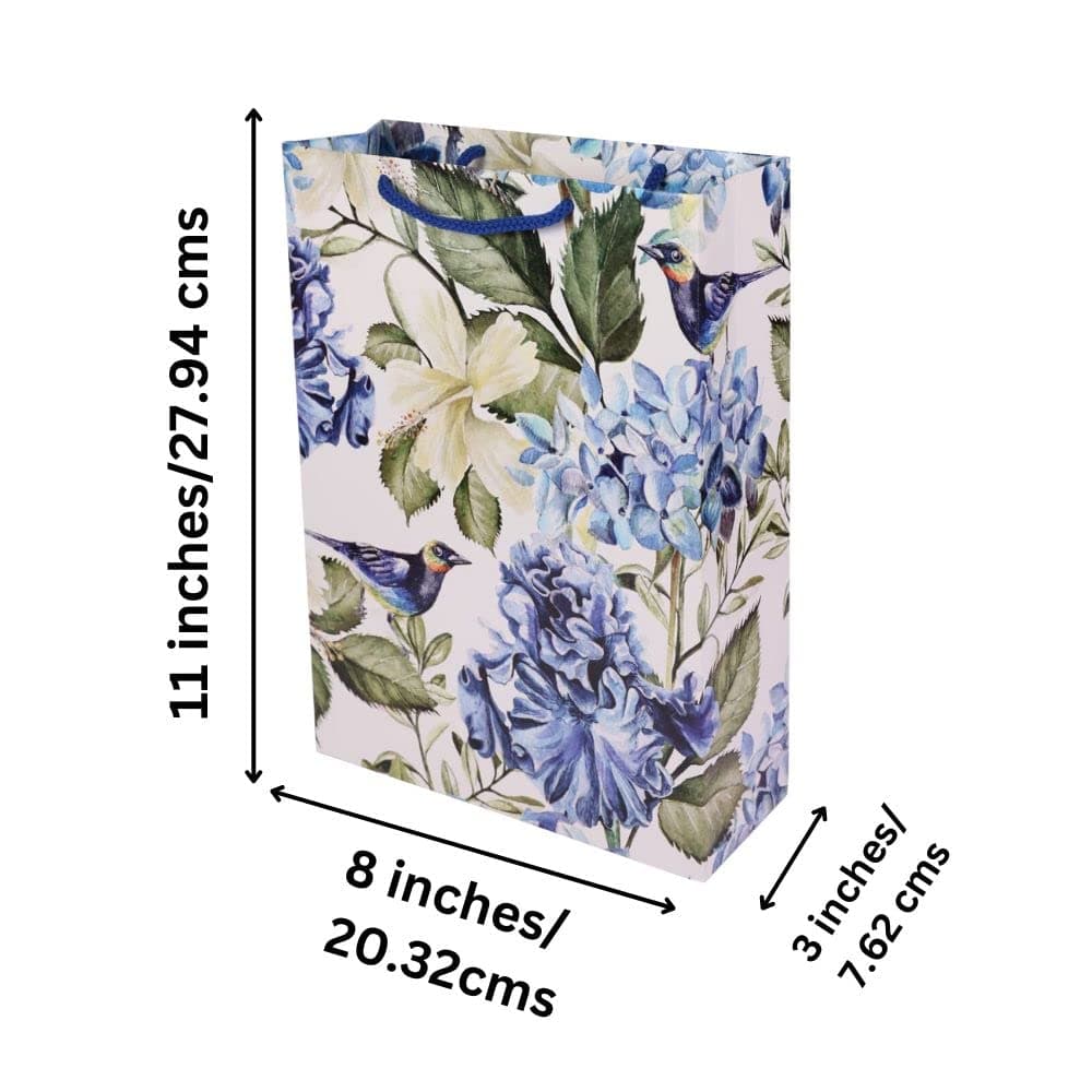 White Hibiscus Gift Bags For Gifting, Weddings, Birthday, Holiday Presents (28x20x7.5 Cm)