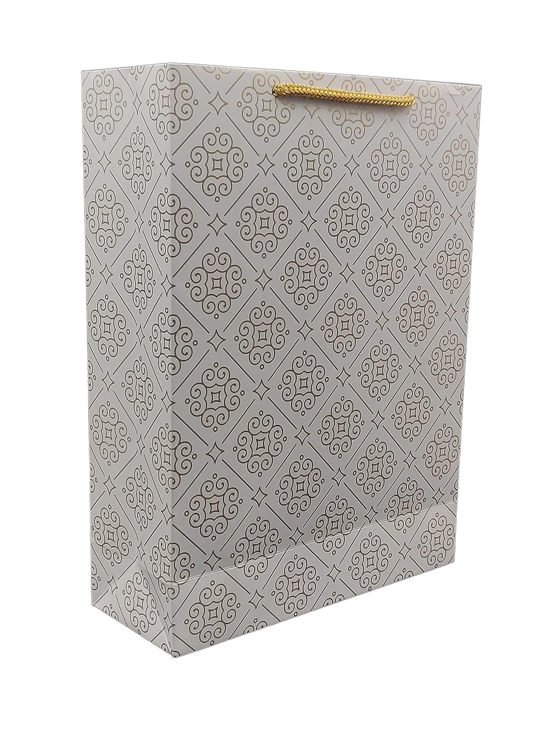 Golden Rangoli Big Paper Gift Bags For Baby Shower Return Gift, Small Presents, Weddings, Birthday, Holiday Presents (11x8x3 Inch)