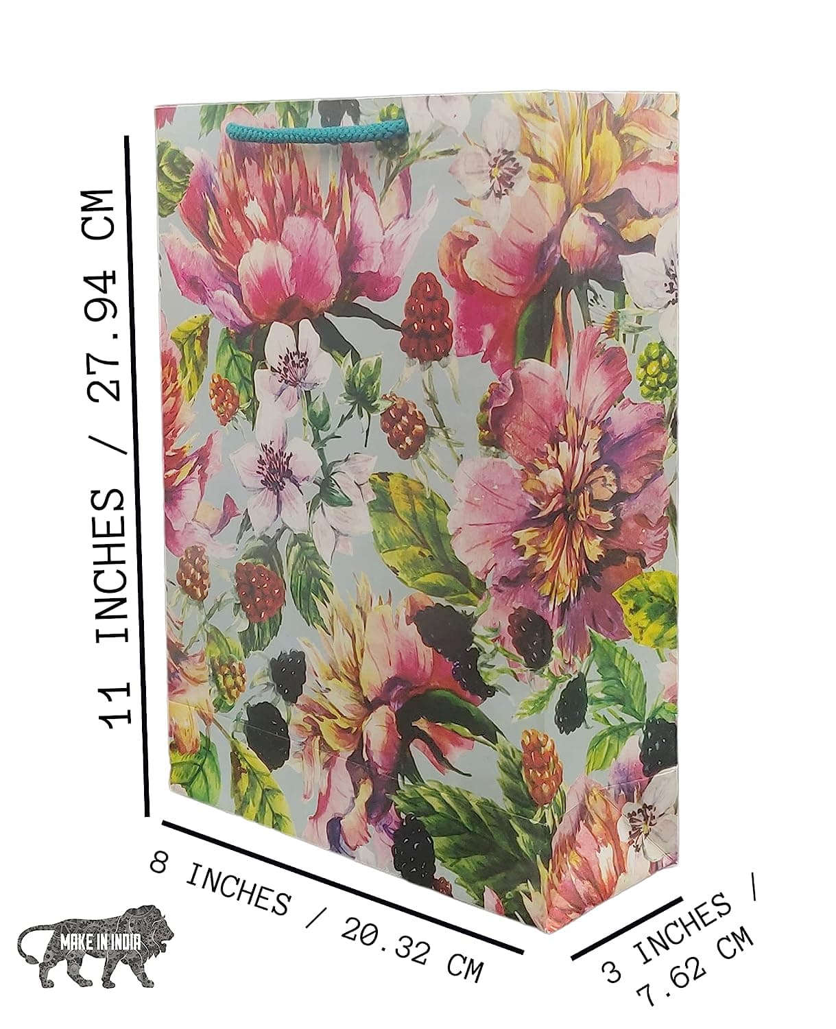 Multicolor Cherry Flower Bags For Gifting, Weddings, Birthday, Holiday Presents (28x20x7.5 Cm)