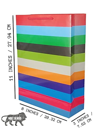 Multicolor Horizontal Lining Bag With Glossy Finish