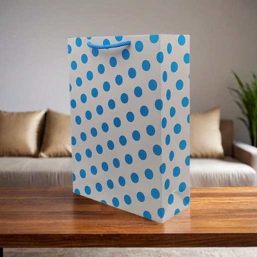 Blue Dot Paper Gift Bag (28x20x7.5Cm)