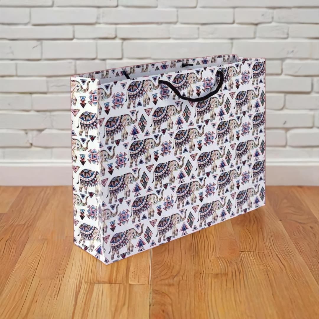 Multicolor Elephant Design Gift Bags For Gifting, Weddings, Birthday, Holiday Presents (40.64x10.16x30.48 Cm)