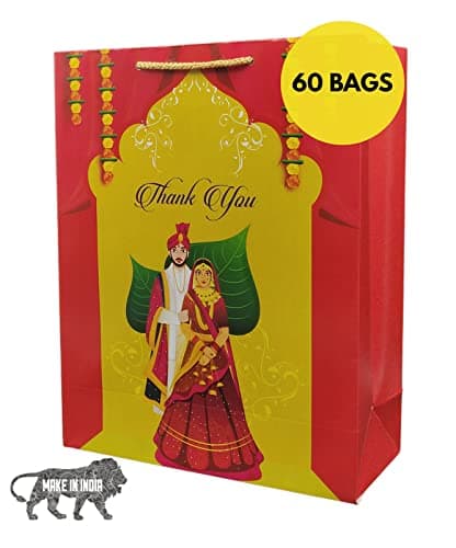 Gold Maharaja Wedding Bag With 200 Gsm And Thread For Return Gift, Small Presents, Birthday, Holiday Presents (12x9.5x4 Inch)