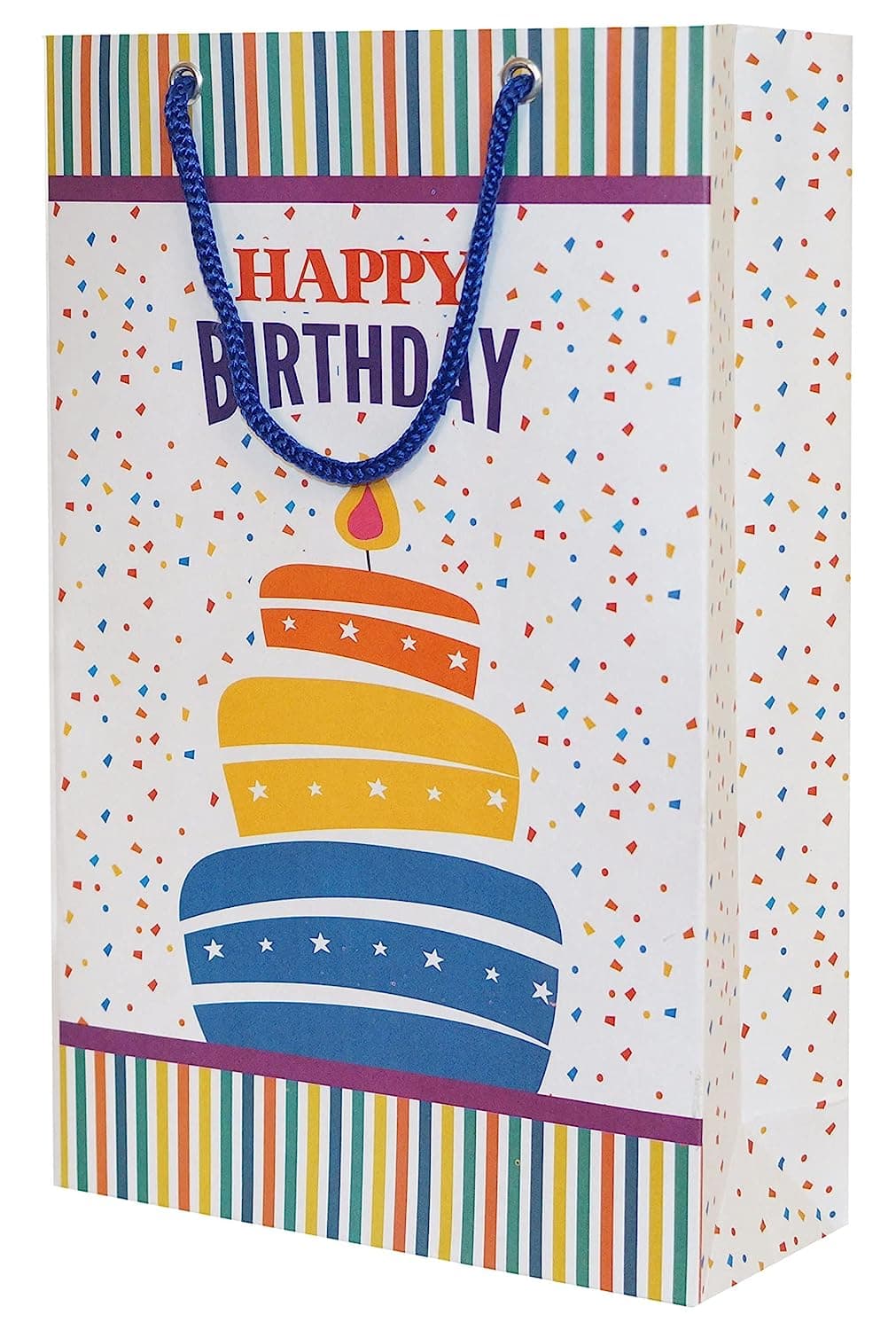 Multicolor Birthday Gift Paper Bags, (28x20x7.5 Cm)