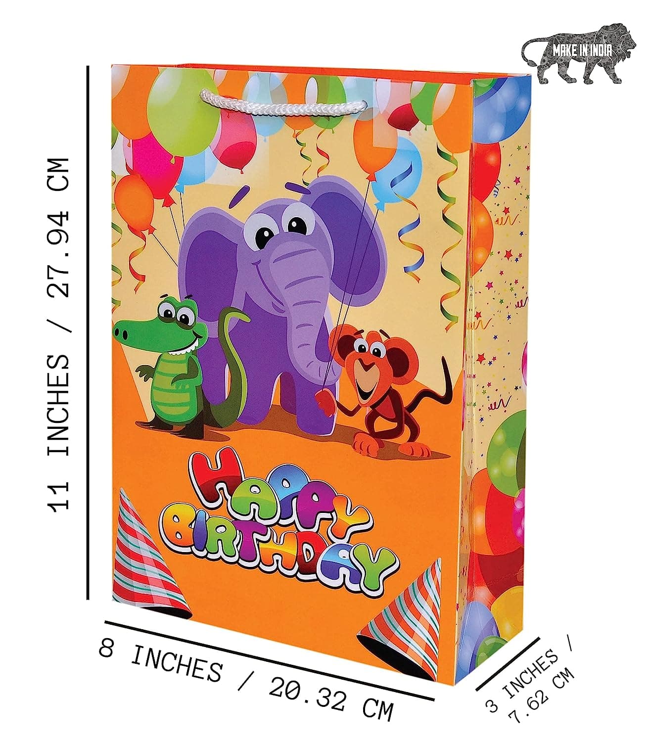 Multicolor Elephant Theme Paper Bag For Birthday Gift