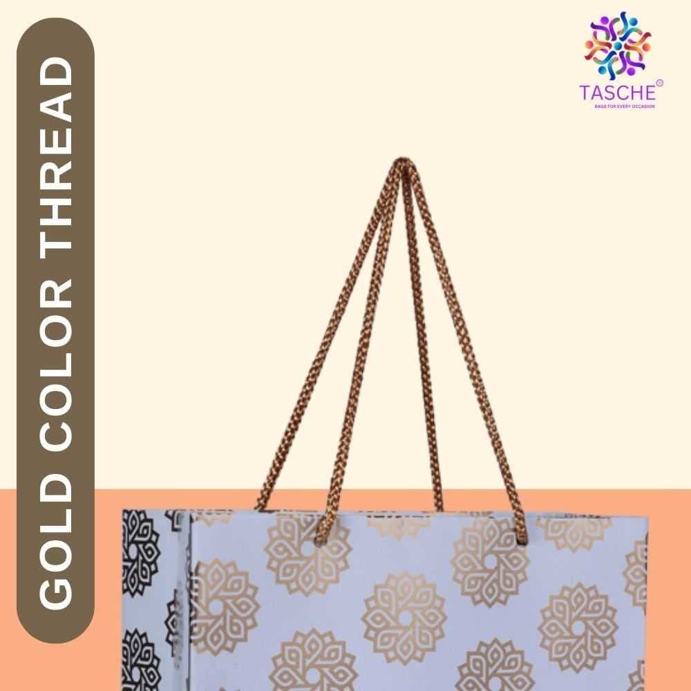 Gold Lotus And Gold Chakras Design Printed Assorted Gift Paper Bags (11x8x3 Inch)