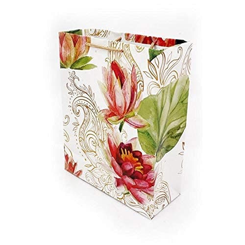 Golden Rose Flower Return Carry Bags For Weddings, Birthday, Holiday Presents (28x20x7.5 Cm)