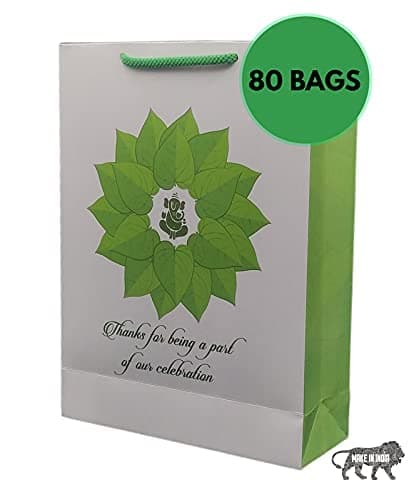 Green Big Paper Gift Bags For Baby Shower Return Gift, Small Presents, Weddings, Birthday, Holiday Presents (11x8x3 Inch)
