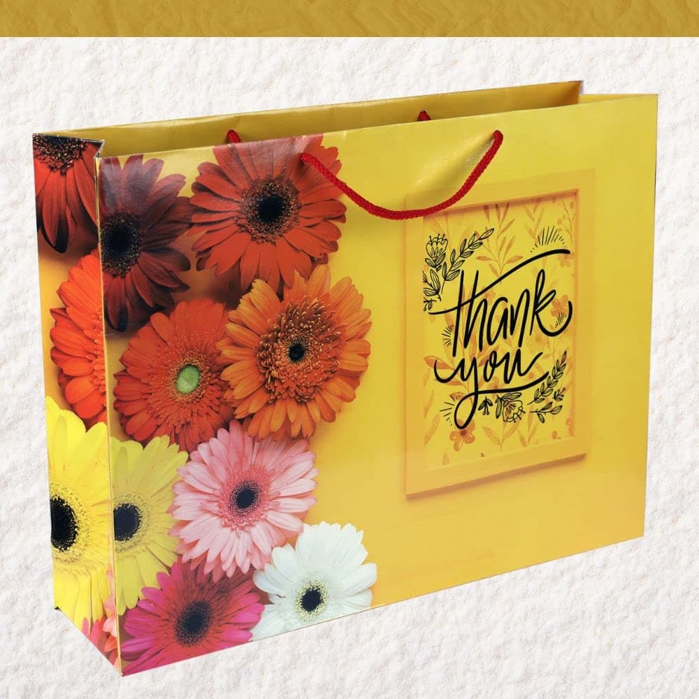 Yellow Thank You Gift Bags For Gifting | Weddings | Birthday | Holiday Presents (12x15.75x4 Inch)