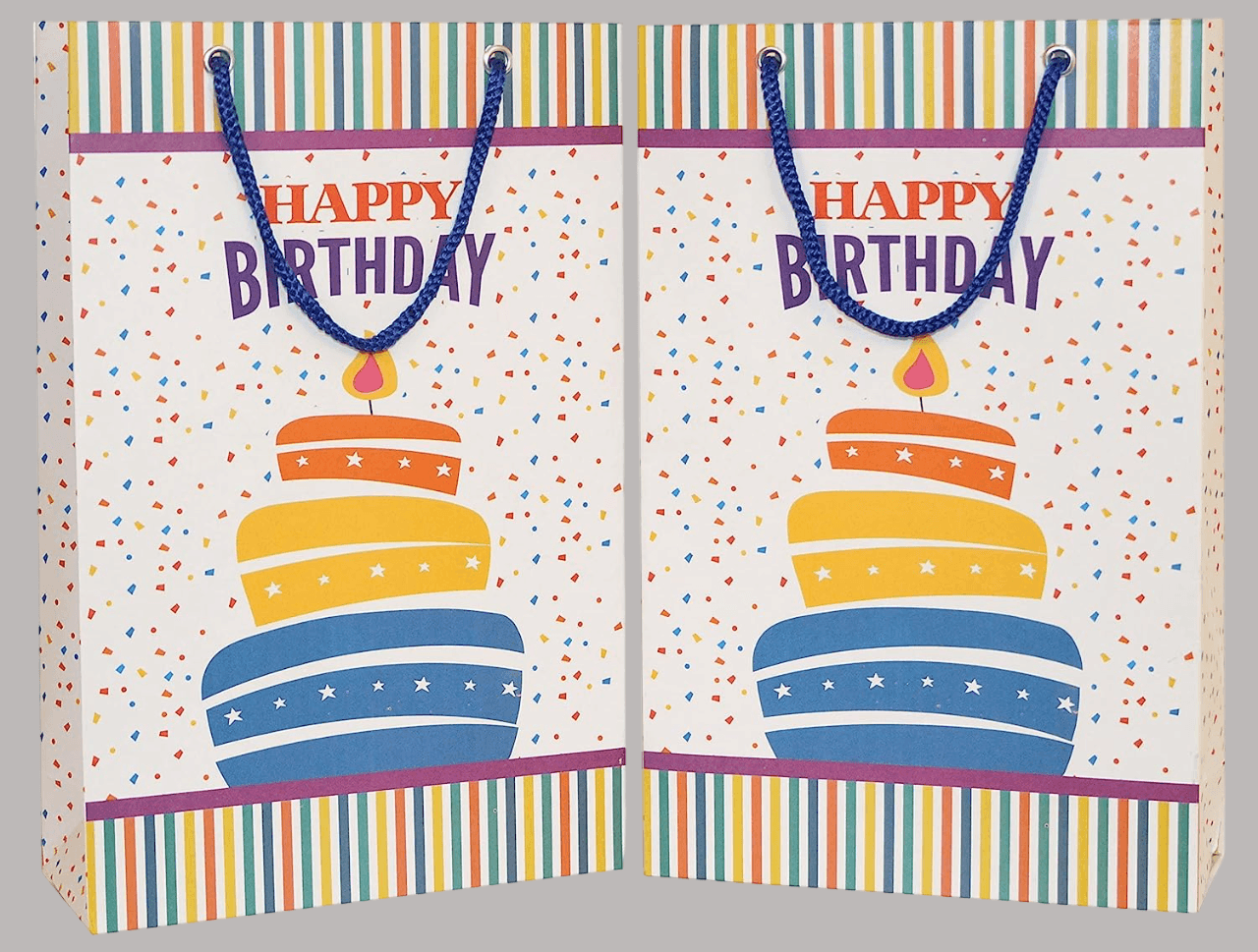 Multicolor Birthday Gift Paper Bags, (28x20x7.5 Cm)