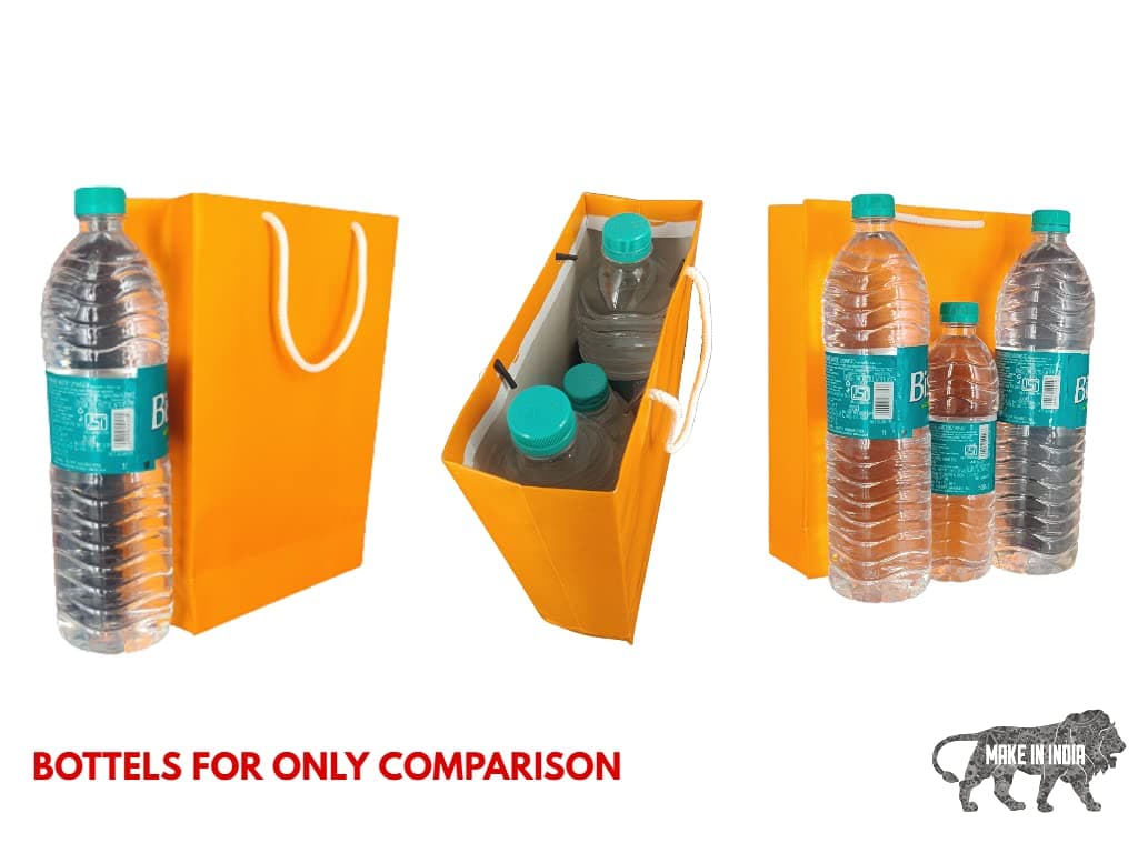 Orange Gift Bags For Gifting, Weddings, Birthday,Holiday Presents (28x20x7.5 Cm)