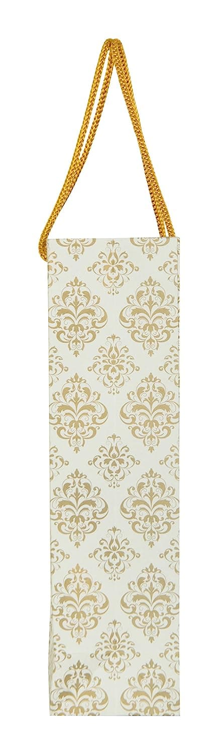 Gold Flower Design Gift Bags For Gifting, Weddings, Birthday, Holiday Presents (28x20x7.5 Cm)