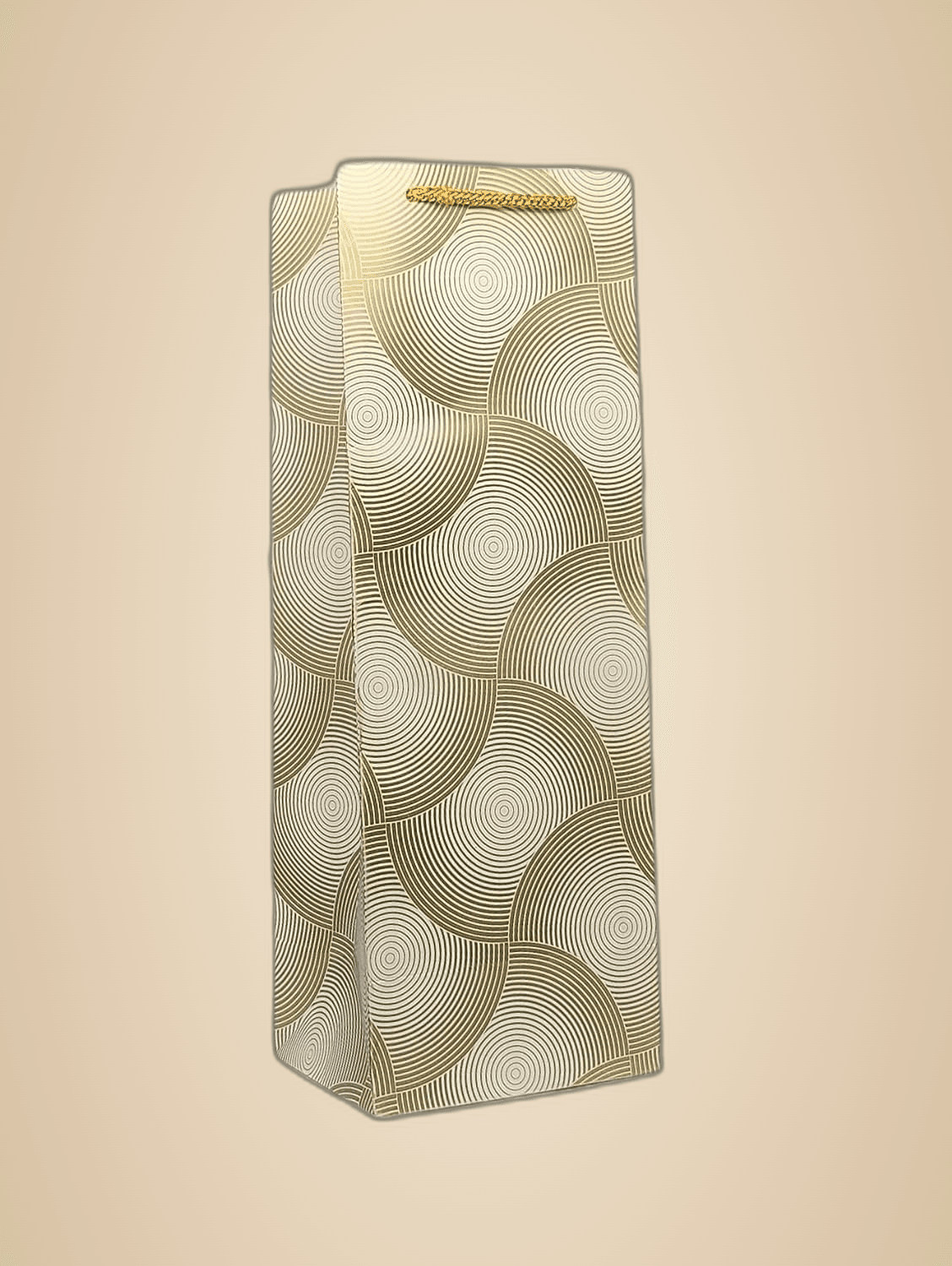 Gold Seamless Golden Design Bottle Bag Medium Printed Gift Paper Bags | Gift Bags For Wedding, Return Gifts, And Birthday Presents (14x5x4 Inch)