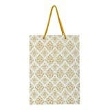 Gold Flower Design Gift Bags For Gifting, Weddings, Birthday, Holiday Presents (28x20x7.5 Cm)