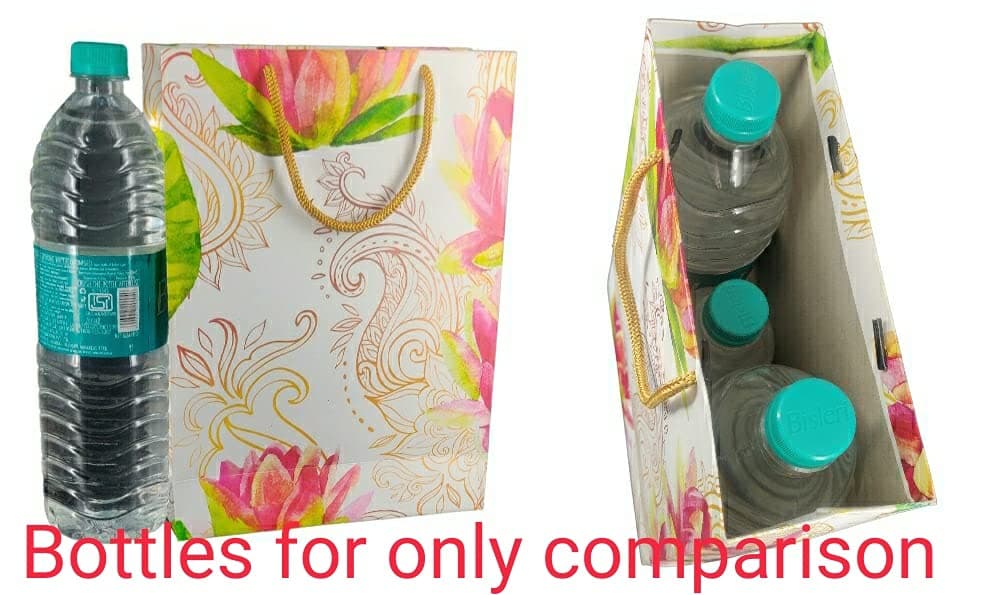 Golden Rose Flower Return Carry Bags For Weddings, Birthday, Holiday Presents (28x20x7.5 Cm)