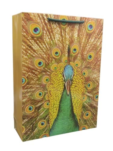 Multicolor Peacock Paper Gift Bags Gifting, Weddings, Birthday, Holiday Presents (8x3x11 Inch)