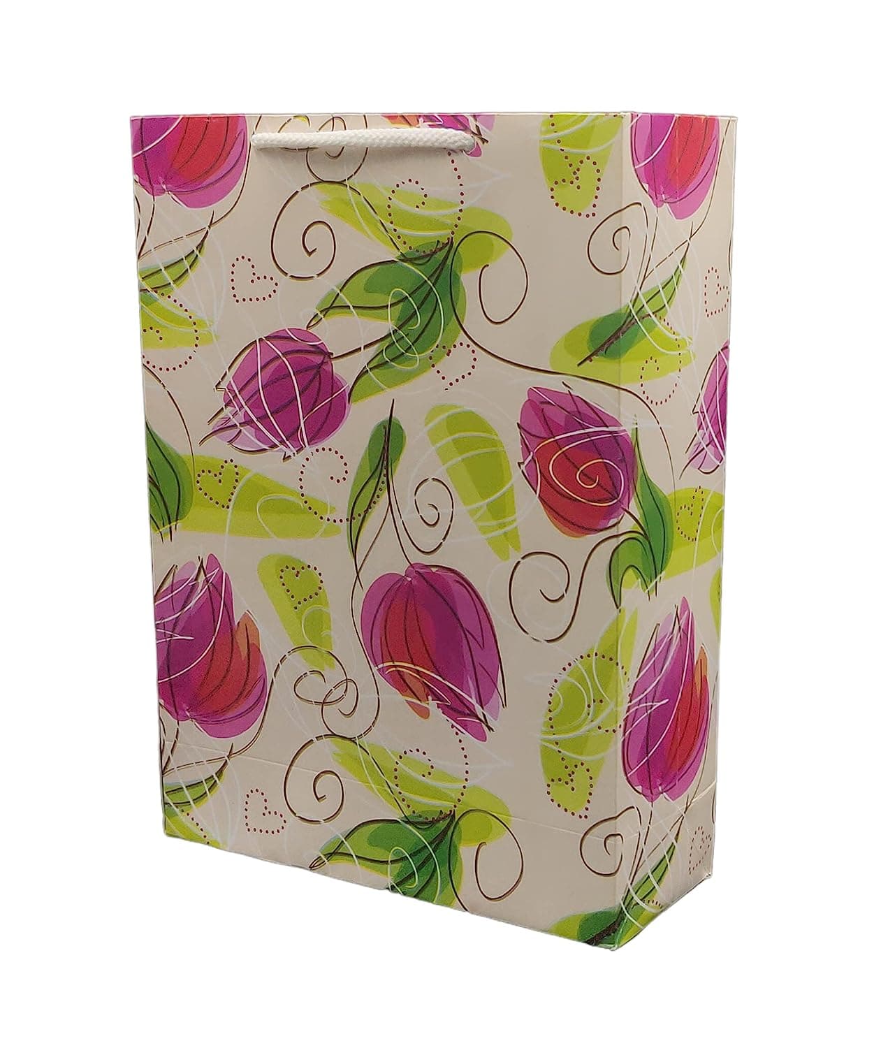 Multicolor Rose Buds Design Gift Bags For Gifting, Weddings, Birthday,Holiday Presents (28x20x7.5 Cm)
