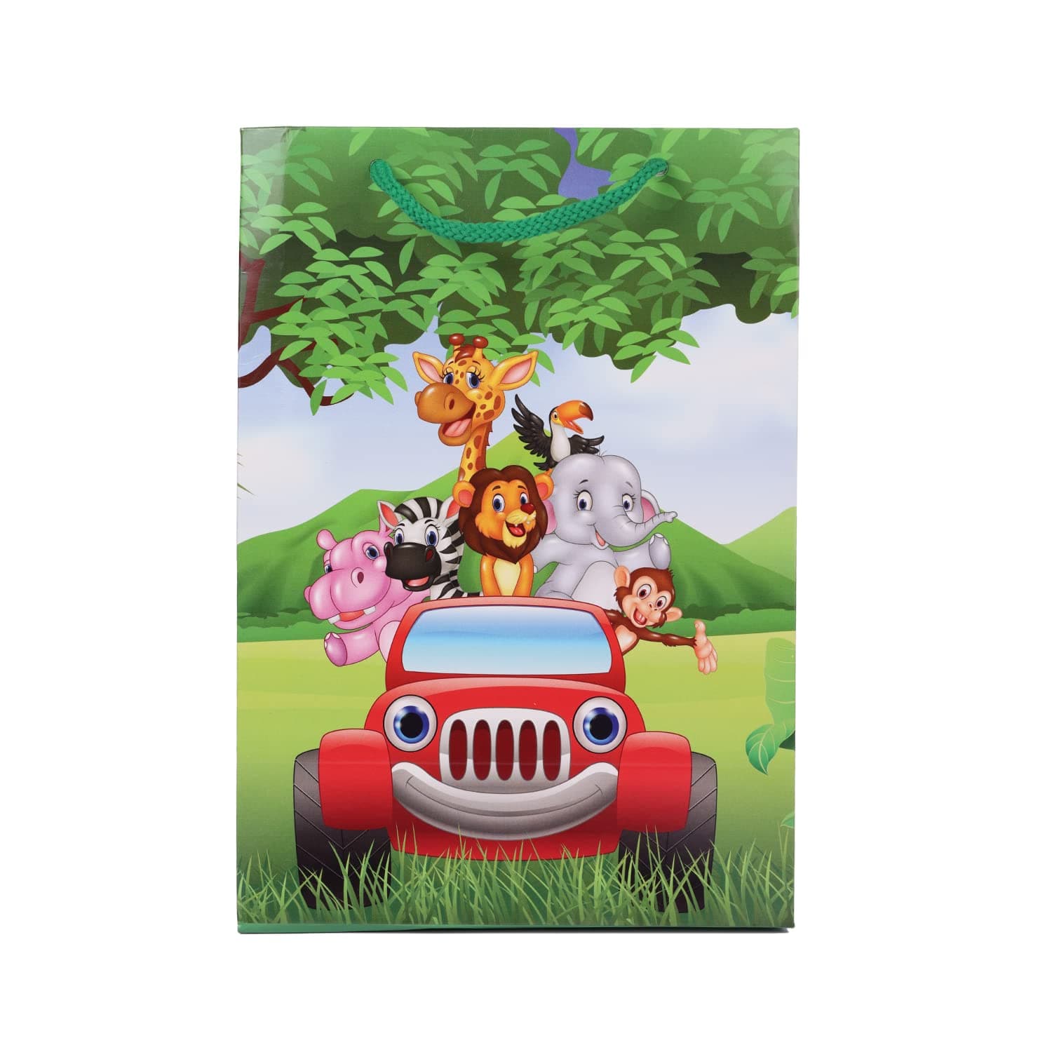 Multicolor Jungle Birthday Theme Gift Bags For Gifting | Weddings | Birthday | Holiday Presents (10x7x4 Inch)