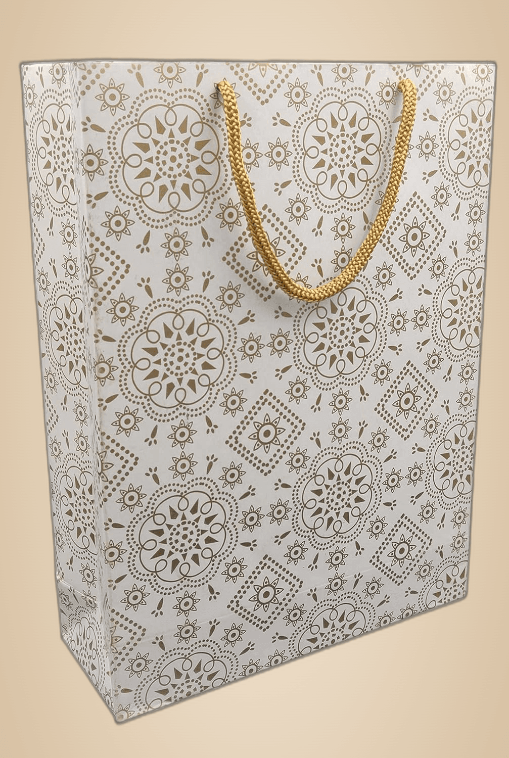 Gold Design Gift Bags For Weddings, Birthday, Holiday Presents (20.32x7.62x27.94 Cm)