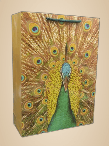 Multicolor Peacock Paper Gift Bags Gifting, Weddings, Birthday, Holiday Presents (8x3x11 Inch)