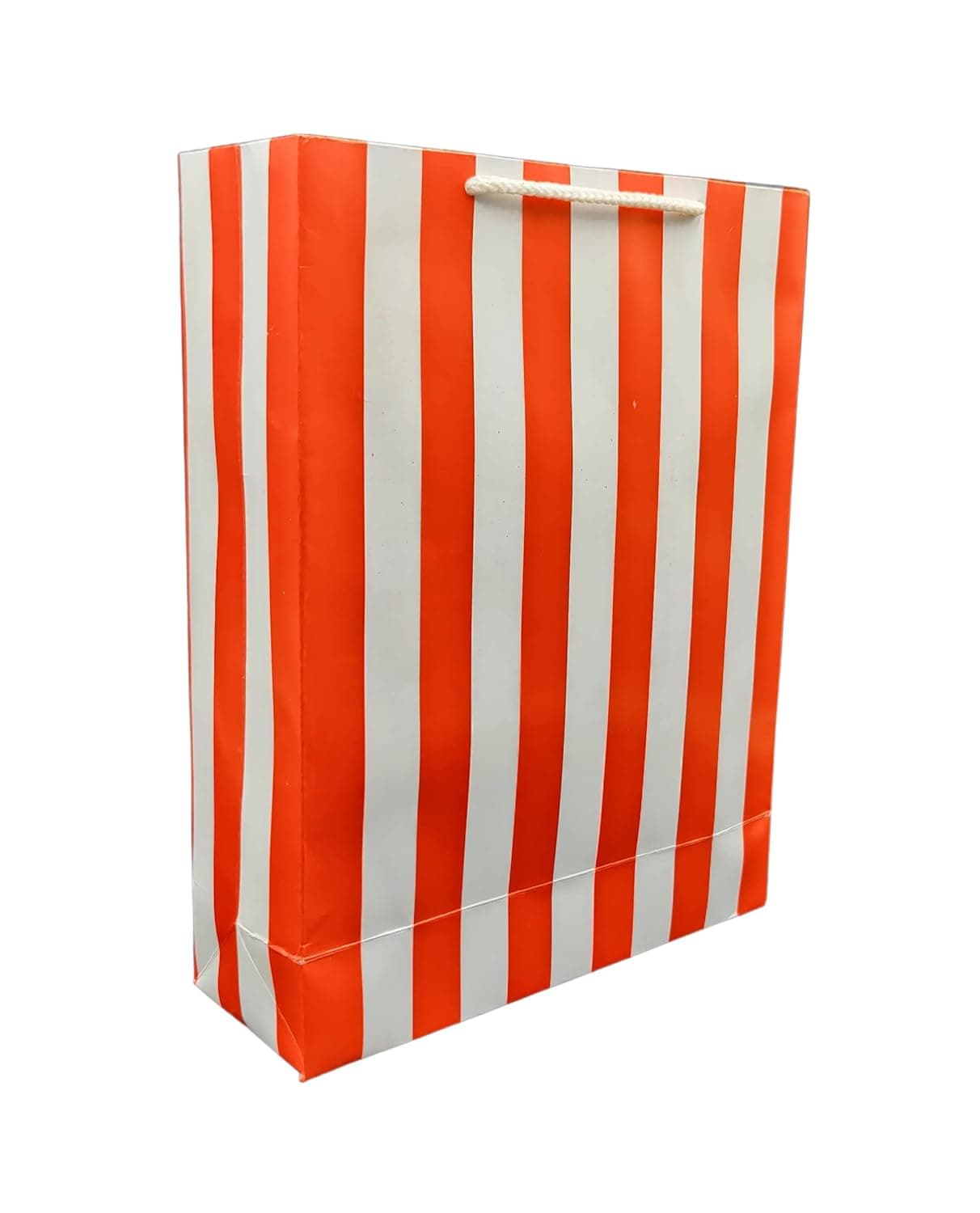 Red Striped Gift Bags For Return Gift, Small Presents, Weddings, Birthday, Holiday Presents (11x8x3 Inch)