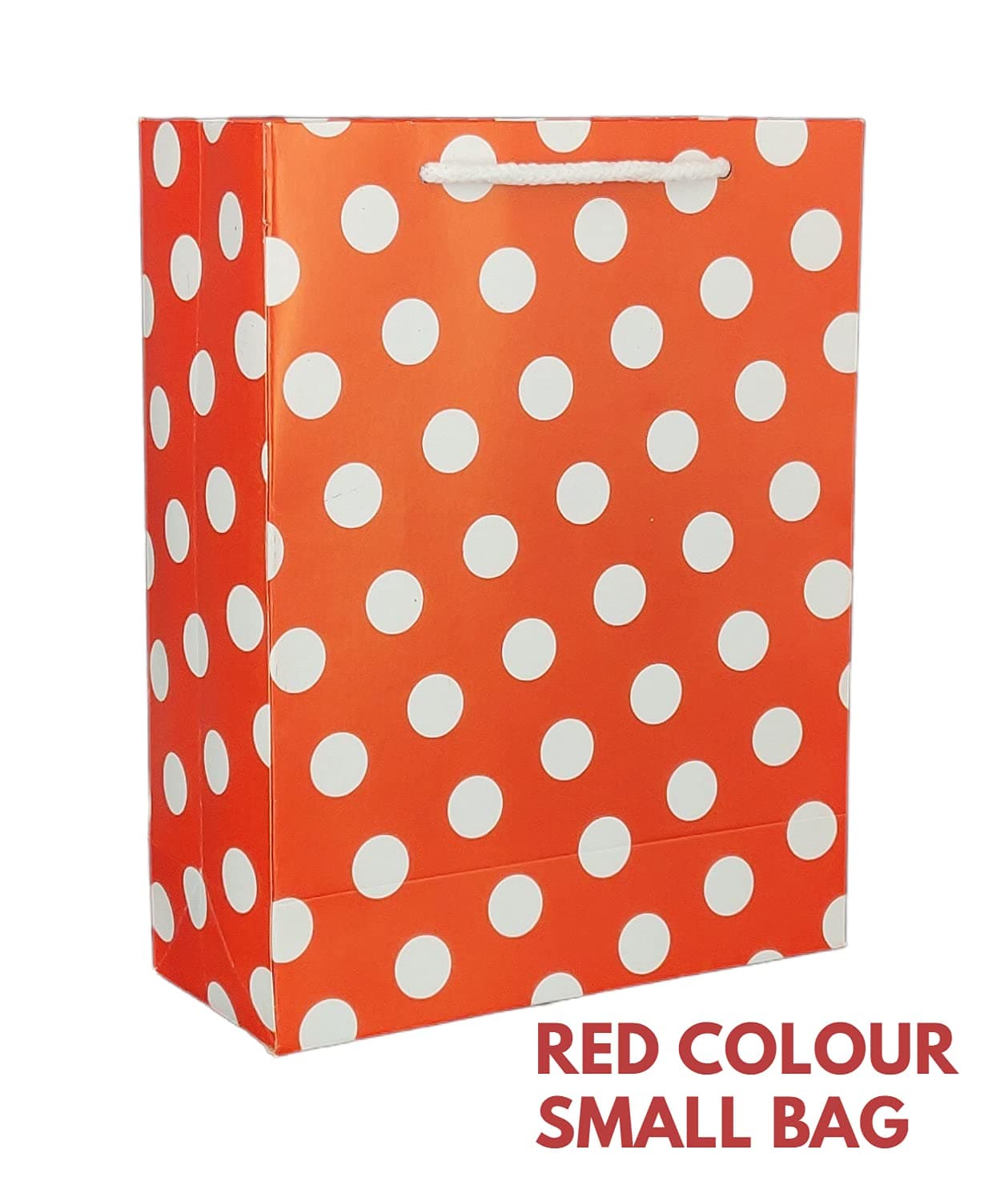 Red Dotted Paper Gift Bags For Baby Shower Return Gift, Small Presents (17.78x7.62x22.86 Cm)
