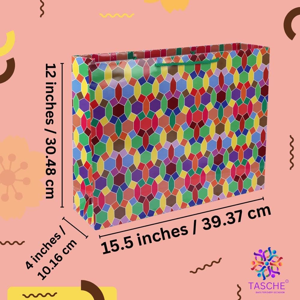 Multicolor Kalideo Big Bag Gift Bags For Gifting | Weddings | Birthday | Holiday Presents (12x15.5x4 Inch)