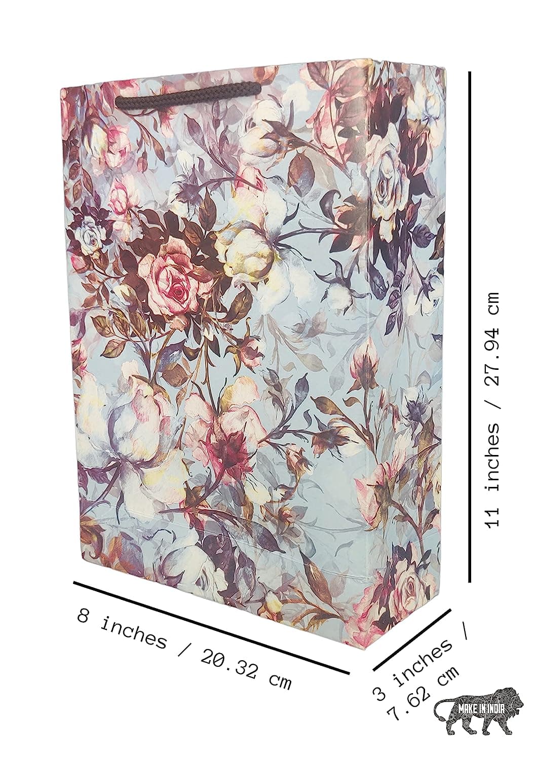 Multicolor Art Rose Flower Bags For Gifting, Weddings, Birthday, Holiday Presents (28x20x7.5 Cm)