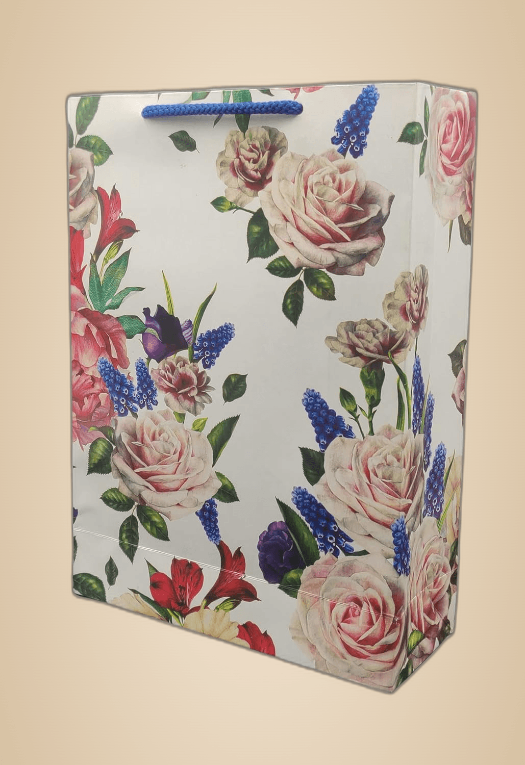 Multicolor Deluxe Rose Flower Carry Bags (28x20x7.5 Cm) (Pack Of 10)